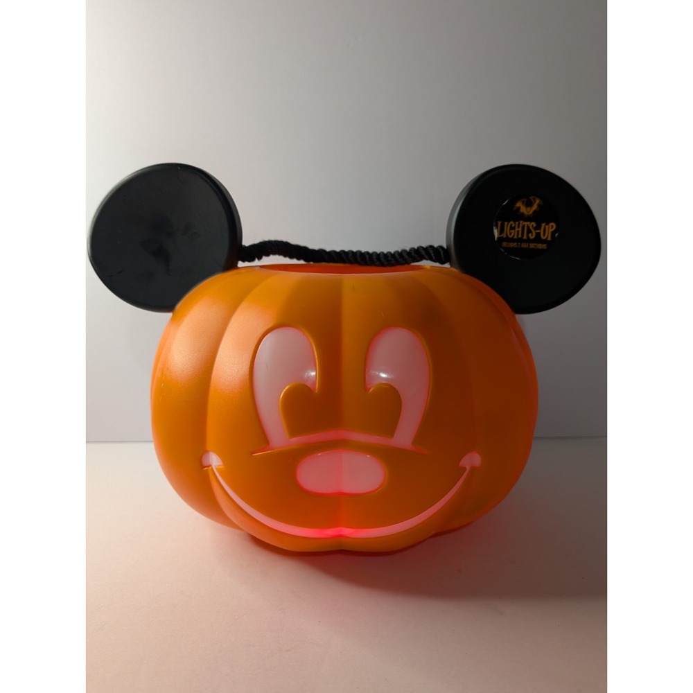 Disney Mickey Mouse Halloween Trick Or Treat Light Up 3 Color Jack-o-lantern
